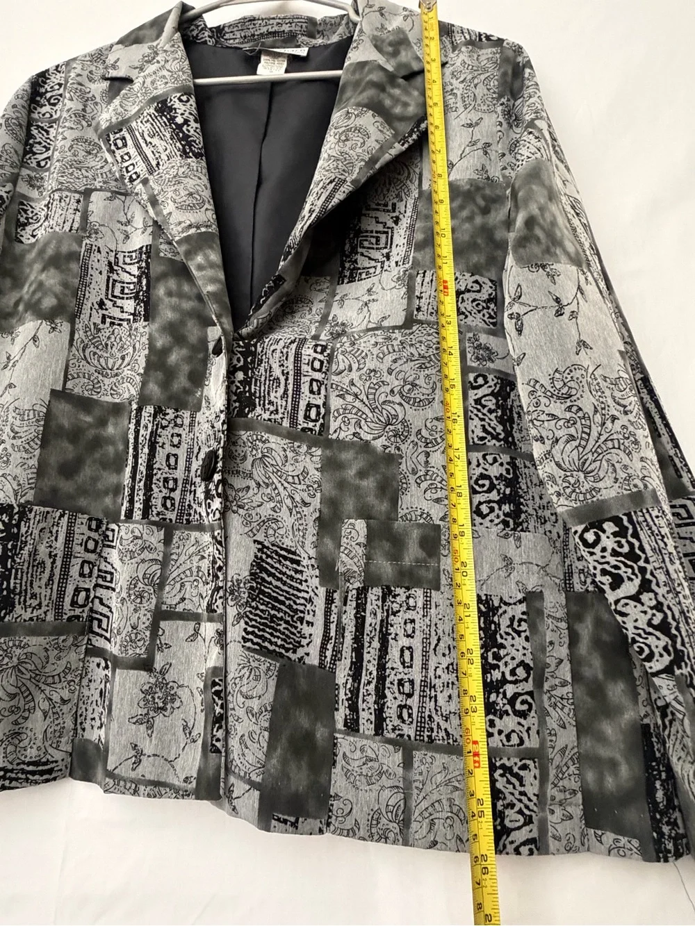 Dressbarn Woman 1X Gray Black Print Blazer Plus Size (A818)